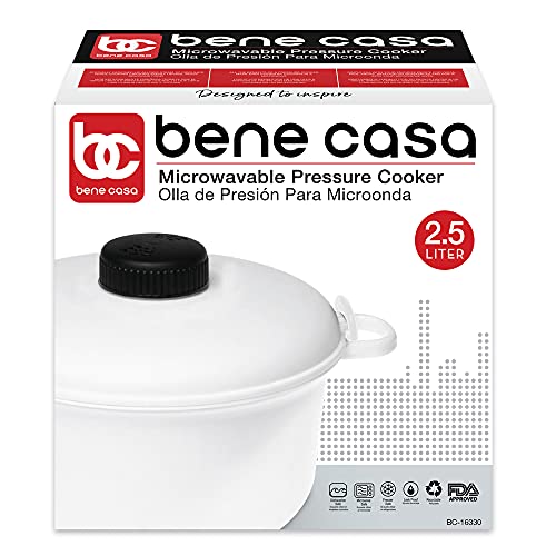 Bene Casa - 2.6 Qt. Microwave Pressure Cooker - Non-stick Surface and Locking Lid - Cooks Up to 12 Cups of Cooked Rice (6 Cups Uncooked)