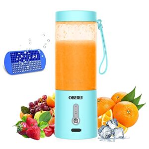blend portable blender jet for shakes and smoothies, oberly personal travel blender for protein with 4000mah usb rechargeable battery, crush ice, frozen fruit and drinks, 18 oz mini travel cup, blue 1