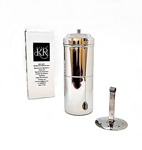 KERAM south indian coffee drip maker-permanent/reusable phin filter for 3-4 serving cup 6.6 Oz(200 ml) made of metal SS 304 food grade camping/travelling small decoction dripper maker,Silver, CDM-200