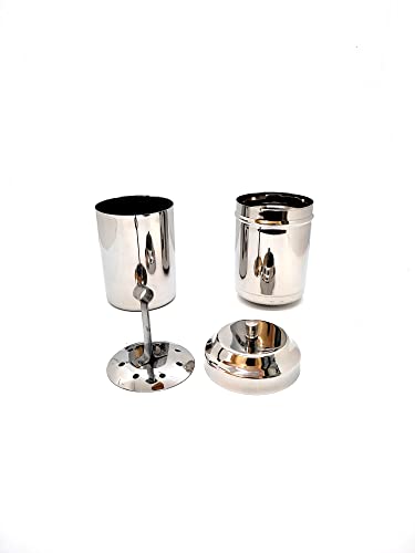 KERAM south indian coffee drip maker-permanent/reusable phin filter for 3-4 serving cup 6.6 Oz(200 ml) made of metal SS 304 food grade camping/travelling small decoction dripper maker,Silver, CDM-200