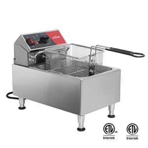 CROSSON ETL Listed 13Lbs Electric Countertop Deep Fryer with Easy-assembling Solid Basket ,Removeable Oil Container for Restaurant Home Use-120V,1800W Commercial Deep Fryer