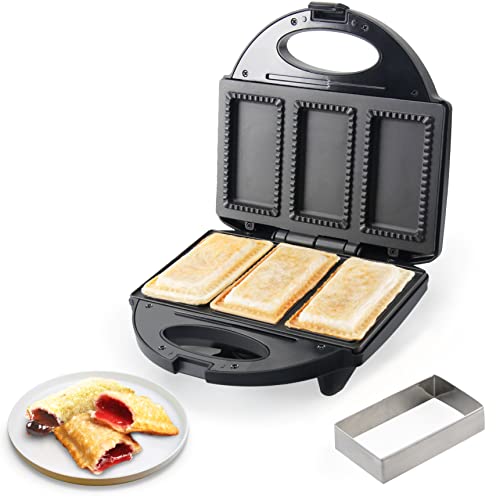 FineMade Electric Mini Pocket Pie Maker Machine with Crust Cutter, Pocket Pie Iron Press with Non Stick Surface, Ideal for Hot Chicken Pockets Taco Pockets Pizza Pockets and More