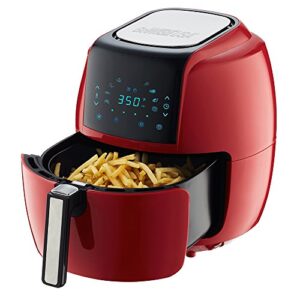 GoWISE USA 5.8-Quart Programmable 8-in-1 Air Fryer XL + Recipe Book (Chili Red)