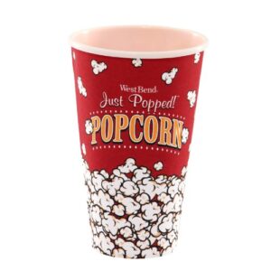west bend pc10627 reusable theater popcorn bucket dishwasher-safe, 1-quart, red