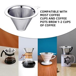 Oecoel 2 Packs, Pour Over Coffee Dripper Double Layer Pour Over Coffee Maker 304 Stainless Steel Manual Coffee Dripper Brewer for Family, Office, Outing, Camping 2Pack (With base + Without base)