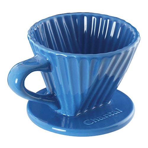 Chantal "Lotus" ceramic pour over coffee dripper, 8 Ounces, Blue Cove