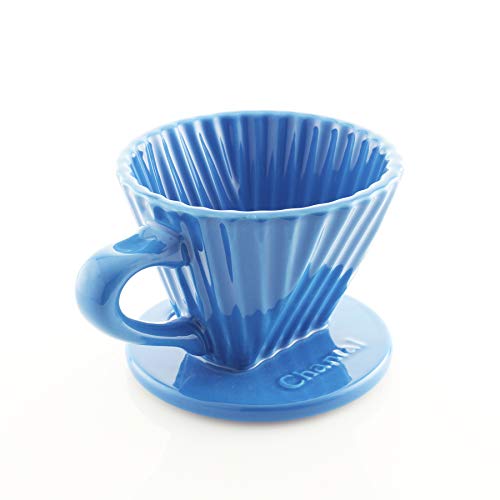 Chantal "Lotus" ceramic pour over coffee dripper, 8 Ounces, Blue Cove