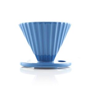 Chantal "Lotus" ceramic pour over coffee dripper, 8 Ounces, Blue Cove