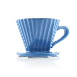 Chantal "Lotus" ceramic pour over coffee dripper, 8 Ounces, Blue Cove