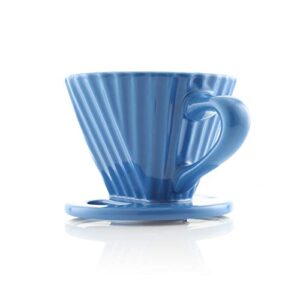 Chantal "Lotus" ceramic pour over coffee dripper, 8 Ounces, Blue Cove