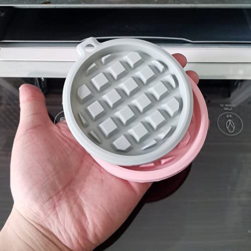 Goeielewe 2-Pack Silicone Waffle Mold, Muffin Pans Molds, Waffle Maker Baking Tray Mold Bakeware for Waffle Cake Chocolate Craft Candy Soap Baking, Blue&Pink (Round: 3.8x3.8x0.4 inch)