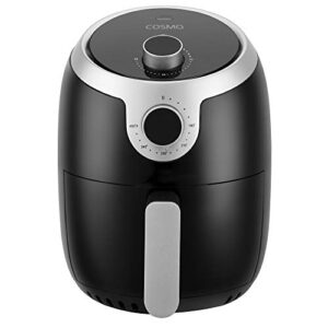 COSMO COS-23AFAKB 2.3 Quart Electric Small Air Fryer with Temperature Control, Timer, Auto Shut-Off, Non-Stick Frying Tray, 1000W Compact Mini Air Fryer (2.3 Quarts, Stainless Steel / Black)