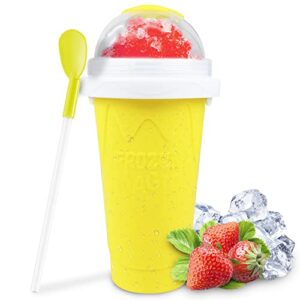 slushy maker cup – travel slushie cup, tiktok quick freeze magic cup, double layer slushy cup, cooler smoothie silicon cup, mini ice cream maker, slushies – yellow.