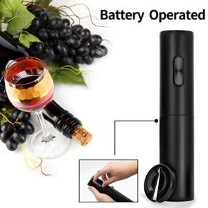 Electric Wine Opener Battery Operated Automatic Wine Bottle Opener with Wine Stopper & Foil Cutter for Wine Bottles, One-click Button Wine Corkscrew for Kitchen Bar Wine Lovers House Warming Gifts