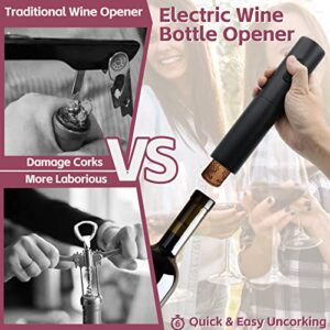 Electric Wine Opener Battery Operated Automatic Wine Bottle Opener with Wine Stopper & Foil Cutter for Wine Bottles, One-click Button Wine Corkscrew for Kitchen Bar Wine Lovers House Warming Gifts