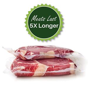 Four 11" x 25' FoodVacBags Vacuum Sealer Rolls, 100 Feet Total, Compatible with Foodsaver, Fits Inside Machine, Perfect for Sous Vide