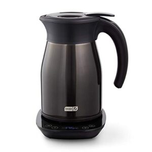 dash insulated electric kettle, cordless hot water kettle – black stainless steel, 57oz/1.7l