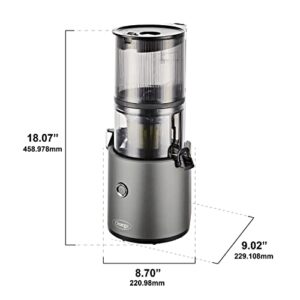 Omega Juicer JC2022GY11 Slow Masticating Cold Press Vegetable and Fruit Juice Extractor Effortless Series for Batch Juicing with Extra Large Hopper for No-Prep, 68-Ounce Capacity, 150-Watts, Gray