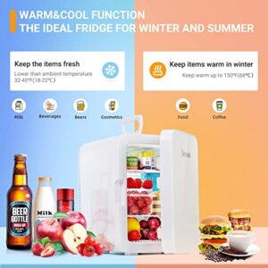 AstroAI Mini Fridge,15 Can 10 Liter Coolers & Refrigerators Mini Cooler, AC/DC Thermoelectric Skincare Fridge for Christmas Gifts, Beverage, Bedroom, Office,Travel, ETL Listed (White)