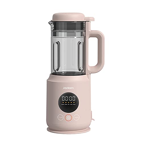 Joydeem Mini Cooking Blender, Soy Milk Maker, Personal Hot & Cold Countertop Blender for Juice Soup Tea, 12h Preset, 420ml, Pink