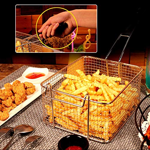 Stainless Steel Deep Fry Basket for Frying Serving Food (Detachable Handle)