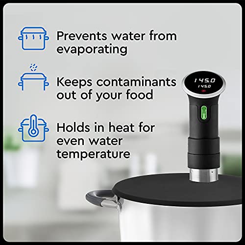 Sous Vide Lid for Precision Cooking - Fits Anova Culinary Sous Vide Precision Cooker and up to 10.5" pot - Retain Moisture and Flavor with a Sous Vide Precision Cooker - - Sous Vide Silicone Lid for Stock Pots