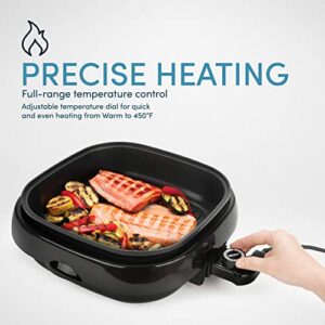 Aroma Housewares ASP-218B Grillet 4Qt. 3-in-1 Cool-Touch Electric Indoor Grill Portable, Dishwasher Safe, with Nonstick Pan & Tempered Glass Lid, Black