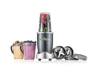 personal electric single serve blender – 600w professional kitchen countertop mini blender-for shakes and smoothies w/ pulse blend, convenient lid-cover, portable 10 & 20 oz cups – nutrichef ncbl60