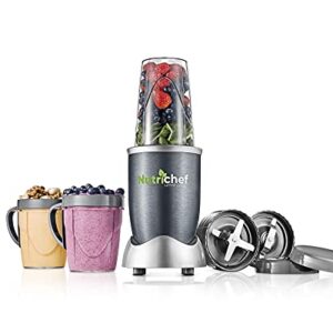 Personal Electric Single Serve Blender - 600W Professional Kitchen Countertop Mini Blender-for Shakes and Smoothies w/ Pulse Blend, Convenient Lid-Cover, Portable 10 & 20 Oz Cups - NutriChef NCBL60