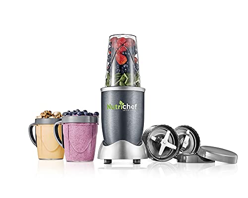 Personal Electric Single Serve Blender - 600W Professional Kitchen Countertop Mini Blender-for Shakes and Smoothies w/ Pulse Blend, Convenient Lid-Cover, Portable 10 & 20 Oz Cups - NutriChef NCBL60