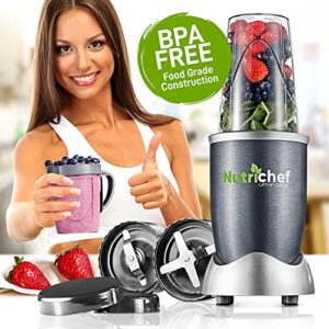 Personal Electric Single Serve Blender - 600W Professional Kitchen Countertop Mini Blender-for Shakes and Smoothies w/ Pulse Blend, Convenient Lid-Cover, Portable 10 & 20 Oz Cups - NutriChef NCBL60