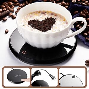UNBREAKABLE Mug Warmer,Coffee Mug Warmer for Desk Auto Shut Off,Smart Coffee Cup Warmer with 2 Temperature Setting,Electric Mug Warmer Plate for Coffee,Milk,Tea,Cocoa,Black