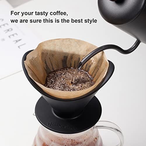 Bitter's Tree Silicone Pour Over Coffee Maker, Coffee Brewing Filter, Easy Manual Coffee Dripper Brew Maker 2-4 Cups, for Home& Camping trip 2-4 Cup Black…