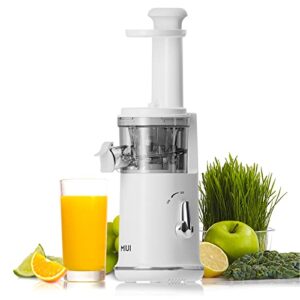 Small Juicer Machines, MIUI Slow Masticating Juicers with Ice Cream Maker Function, Easy to Clean Suitable for Celery Fruit Vegetable, Mini Electric Juciers Maker (White)