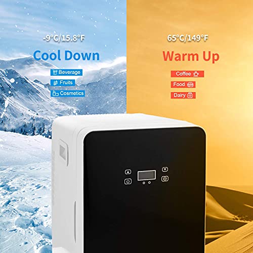 Homdox Mini Fridge, 20L Compact Skincare Fridge, 60W Portable Cooling and Heating Refrigerator for Skincare, Foods, Medications, Bedroom, Office & Car, black