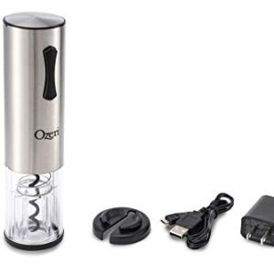 Ozeri Travel Series USB Rechargeable Electric Wine Bottle Opener, Stainless Steel