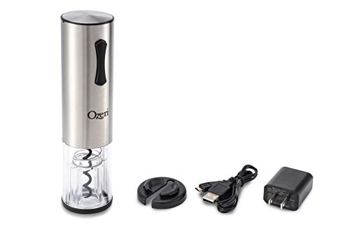 Ozeri Travel Series USB Rechargeable Electric Wine Bottle Opener, Stainless Steel