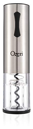 Ozeri Travel Series USB Rechargeable Electric Wine Bottle Opener, Stainless Steel