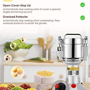 CGOLDENWALL 300g Electric Grain Mill Grinder Safety Upgraded Spice Grinder Pulverizer Stainless Steel Machine for Dry Spices Herbs Grains Coffee Seeds Rice Corn Pepper 110V