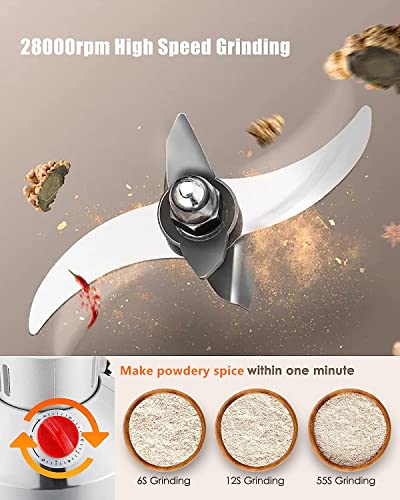 CGOLDENWALL 300g Electric Grain Mill Grinder Safety Upgraded Spice Grinder Pulverizer Stainless Steel Machine for Dry Spices Herbs Grains Coffee Seeds Rice Corn Pepper 110V