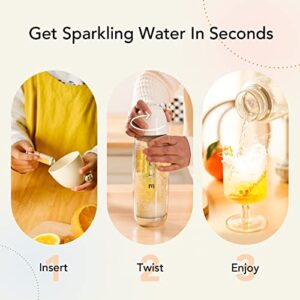 OTE Sparkling Water Maker - Portable Soda Maker Machine for Home, 450ml Compact Size with 20 Mini Cylinders included, Seltzer Water Maker No Electricity, Double Layer PET Bottle, BPA Free, Double Pressure Relief Valves, Black