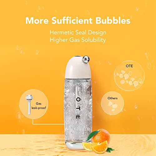 OTE Sparkling Water Maker - Portable Soda Maker Machine for Home, 450ml Compact Size with 20 Mini Cylinders included, Seltzer Water Maker No Electricity, Double Layer PET Bottle, BPA Free, Double Pressure Relief Valves, Black