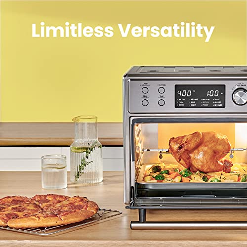 COMFEE' 12-in-1 Toaster Oven Air Fryer Combo Countertop 6 Slice 12’’ Pizza, Convection Toaster Oven with Rotisserie, Precise Temperature Control 26.4 QT Large Capacity, Stainless Steel