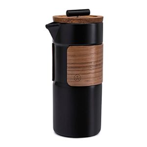 ChefWave Artisan Series Premium Ceramic Small Travel French Press Coffee Maker Tea Brewer Tea Press Camping Coffee Pot - Thermal Insulated with 2 Filter Screens, 16.5 oz. - For Home, Camping, Travel