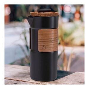 ChefWave Artisan Series Premium Ceramic Small Travel French Press Coffee Maker Tea Brewer Tea Press Camping Coffee Pot - Thermal Insulated with 2 Filter Screens, 16.5 oz. - For Home, Camping, Travel