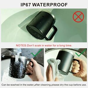 TIGPOW Coffee Cup Warmer with Mug set,Double-layer 18/8 Stainless Steel Heated Mug,Wireless Charging Function,Self Heating Coffee Mug for Office Desks, and Home (Black 12oz)