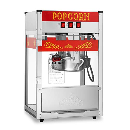 Olde Midway Commercial Popcorn Machine Maker Popper with 8-Ounce Kettle - Red