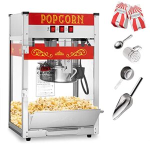 Olde Midway Commercial Popcorn Machine Maker Popper with 8-Ounce Kettle - Red