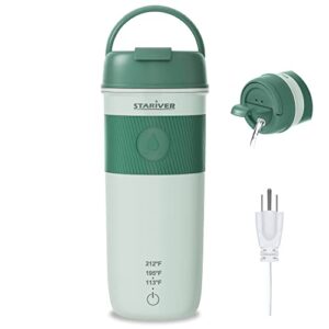 stariver travel electric kettle, 350ml portable electric tea kettle bpa-free, small electric kettle with 3 temp setting, hot water boiler with keep warm, 304 stainless steel and fast boil, green