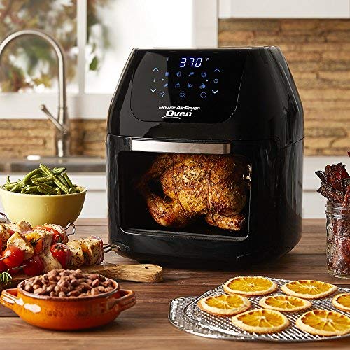 PowerXL Air Fryer Pro, Crisp, Cook, Rotisserie, Dehydrate; 7-in-1 Cooking Features; Deluxe Air Frying Accessories; 3 Recipe Books (6 QT Red)